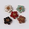 Flower Brass Enamel Cabochon Settings KK-K114-DM-G-1