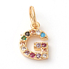 Brass Micro Pave Colorful Cubic Zirconia Charms ZIRC-F092-01-G-1