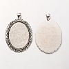 Tibetan Style Alloy Oval Pendant Cabochon Settings PALLOY-J494-41AS-1