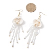 304 Stainless Steel Dyed Synthetic Turquoise & Natural Howlite & Glass Seed Beaded Jellyfish Dangle Earrings EJEW-MZ00529-01-4