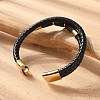 Natural Lava Rock Bead Leather Cord Multi-strand Bracelets BJEW-A009-05G-4