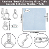 2Pcs Rack Plating 925 Sterling Silver Micro Pave Clear Cubic Zirconia Enhancer Shortener Bails STER-BBC0009-35-2