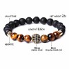 Natural Tiger Eye & Lava Rock & Cubic Zirconia Round Beads Stretch Bracelets for Men Women Round Beads Stretch Bracelets for Men Women FF8165-2-1