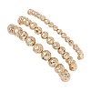 3Pcs 3 Styles Electroplated Natural Lava Rock Round Beads Stretch Bracelets for Women Men BJEW-JB11982-5