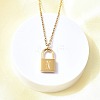 304 Stainless Steel Rolo Chain Pendant Necklaces NJEW-S444-01G-14-5