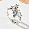 Brass Micro Pave Cubic Zirconia Cuff Open Rings RJEW-C163-17P-1