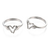 Non-Tarnish 304 Stainless Steel Hand Heart Cuff Rings RJEW-N038-121P-2