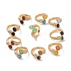 Gemstone Oval Open Cuff Ring with Crystal Rhinestone STAS-E168-10C-G-1