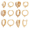 12Pcs 6 Styles Brass Micro Pave Cubic Zirconia Hoop Earring Finding KK-TA0002-57-3