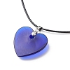 Blue Lampwork Evil Eye Pendant Necklace with Waxed Cord for Women NJEW-JN03955-03-6
