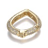 Brass Micro Pave Clear Cubic Zirconia Spring Gate Rings ZIRC-F120-009G-3