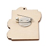Christmas Theme Wood Printed Brooches for Women JEWB-Z029-01D-2