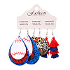 3 Pairs Alloy Imitation Leather Tennis Dangle Earrings FS-WG65883-01-1