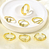 7Pcs 7 Styles Valentine's Day Goddess Series Brass Micro Pave Clear Cubic Zirconia Cuff Rings for Women RJEW-S399-16G-2