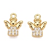 Brass Micro Pave Clear Cubic Zirconia Charms KK-T073-15G-1