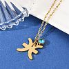304 Stainless Steel Glass Drill Birth Stone Constellation Pendant Necklaces STAS-D305-08G-L-5
