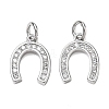 CZ Brass Micro Pave Cubic Zirconia Horse Shoe Charms ZIRC-L018-13P-1