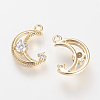 Brass Micro Pave Cubic Zirconia Charms X-KK-R058-015G-1