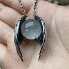 Alloy Angel Wings with Glass Sphere Pendant Necklaces FS-WGA1663-01-3