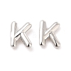 Brass Hollow Out Initial Letter Stud Earrings for Women EJEW-A044-01P-K-1