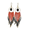 Halloween Glass Seed Tassel Earrings for Women EJEW-MZ00798-01-3