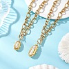 Electroplated Baroque Natural Keshi Pearl Oval Pendant 304 Stainless Steel Figaro Chain Necklaces with OT Clasps for Women NJEW-JN06296-1
