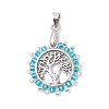 6Pcs Glass Seed Beaded Tree of Life Pendants PALLOY-JF03220-3