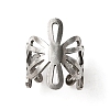 304 Stainless Steel Flower Wide Chunky Cuff Earrings for Women EJEW-TAC0015-13P-1