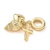Brass Micro Pave Clear Cubic Zirconia European Dangle Charms KK-D502-13B-G-2