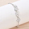 Brass Pave Clear Cubic Zirconia Clover Envelope Link Bracelets KK-CBA6980-18P-3