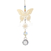Glass Beads & 201 Stainless Steel Butterfly Hanging Suncatchers HJEW-JM04761-02-2
