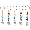 5Pcs 5 Styles Tree of Life Tibetan Style Alloy Pendant Keychains KEYC-JKC00689-S-1
