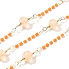 Brass Hexagonal Column Glass Seaded Beaded & Resin Round Beaded Link Chains CHC-G026-01B-1