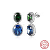 925 Sterling Silver Cubic Zirconia Dangle Stud Earrings EJEW-L294-014P-1