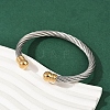 304 Stainless Steel Cuff Bangles BJEW-M136-01A-PG-3