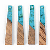Transparent Resin & Walnut Wood Pendants RESI-S389-043A-B03-1