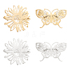 DICOSMETIC 4Pcs 4 Style Butterfly & Flower Brooch JEWB-DC0001-01-1