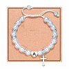 Handmade Woven Plastic imitation Pearl Braided Bead Bracelets UD0895-3-1