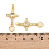 Brass Micro Pave Clear Cubic Zirconia Pendants CU-CBAA571-14G-3