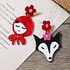 Cute Red Riding Hood and Fox Acrylic Dangle Stud Earrings UN9858-2