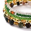 5Pcs 5 Style Natural Indian Agate & Synthetic Hematite & Glass Sead Beads Stretch Bracelets Set BJEW-JB07670-04-5
