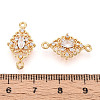 Brass Pave Clear Cubic Zirconia Connector Charms KK-T078-18G-02-3