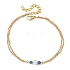 White Round Shell Pearl & Natural Blue Agate(Dyed & Heated) Beads Anklets AJEW-AN00835-03-3