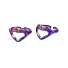 Ion Plating(IP) Rainbow Color 304 Stainless Steel Heart Gesture Open Cuff Ring for Women RJEW-S405-260M-1