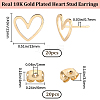 20Pcs Brass Heart Stud Earring Findings KK-BBC0009-62-2