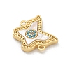 Brass Micro Pave Clear Cubic Zirconia Connector Charms KK-M303-04G-08-2