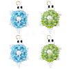 4Pcs 2 Colors Glass Pendants PALLOY-CA00017-1