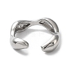 Rack Plating Brass Twist Wave Open Cuff Rings for Women RJEW-Q777-08P-3