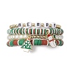 4Pcs 4 Style Polymer Clay Stretch Bracelets Set X1-BJEW-TA00496-1