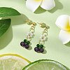 Cherry & Flower Glass Dangle Earrings EJEW-JE06172-02-2